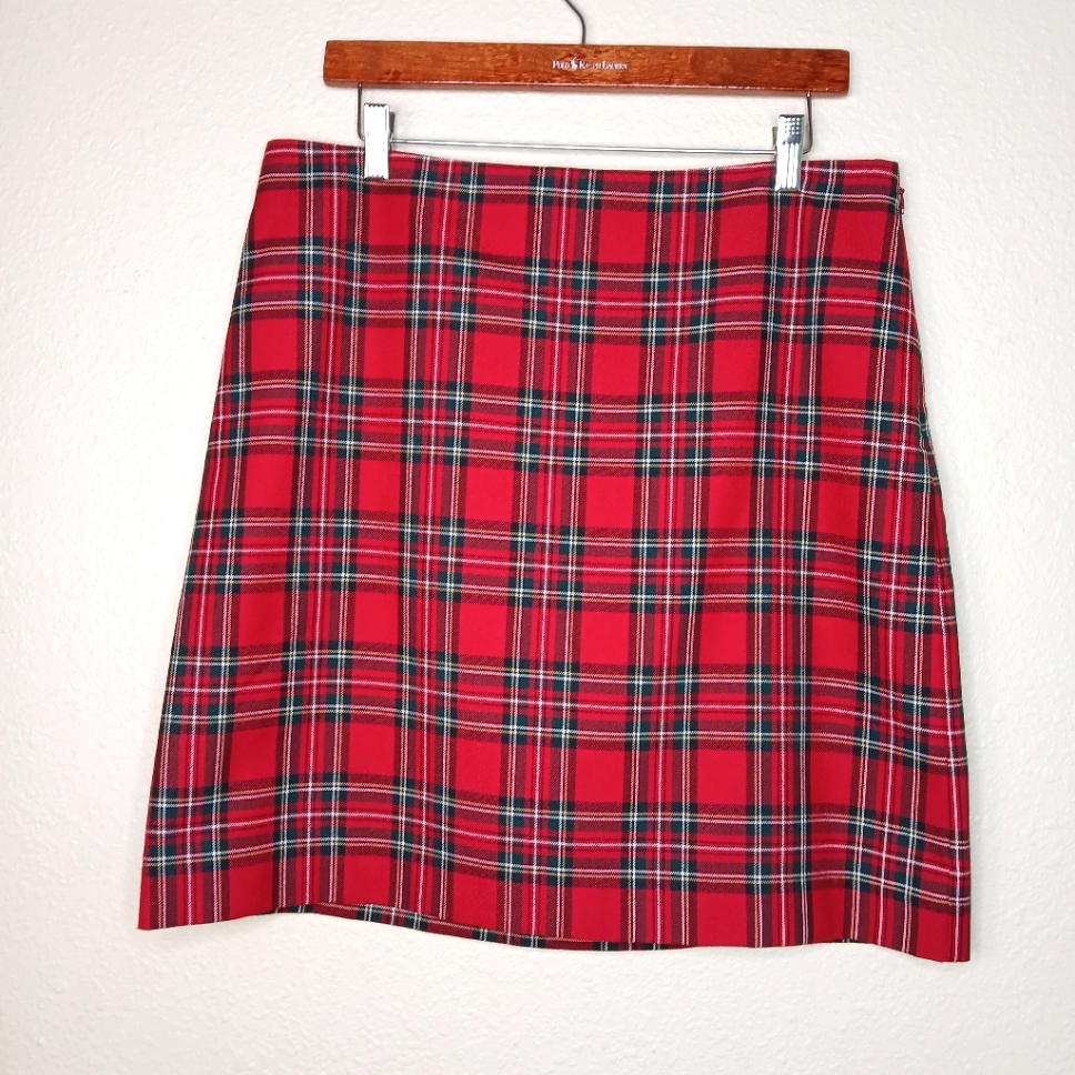Talbots Classic Red Plaid Mini Preppy Skirt Size 12p
